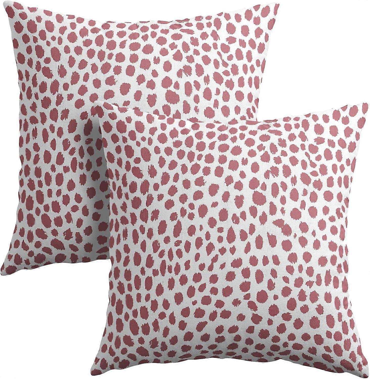 ピンクのクリーム枕カバー20x20インチ自由奔放に生きるデザインポルカドットスロー枕カバー2つのモダンなブラシストロークプリント枕カバーコットンリネンクッション株式会社のセット
