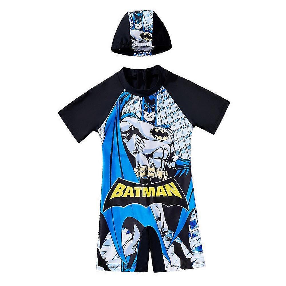 Barn pojkar Spiderman Batman Print One Piece Baddräkt Surfing Badkläder med badmössa Baddräkt