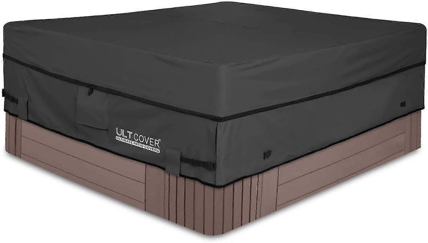 防水600dポリエステルスクエアホットタブカバー、屋外スパカバー、76 X 76インチ、ブラック