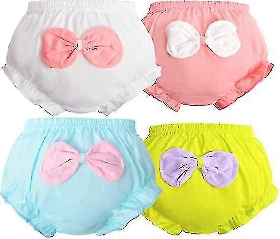 4pcs 기저귀 커버 - 아기 블루머, 유아 소녀용 기저귀 커버 나비 넥타이 9-12개월