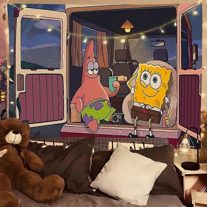 سبونجبوب خلفية قماش الجدار الكرتون الرسوم المتحركة شنقا القماش مهجع غرفة نوم معلقة صورة