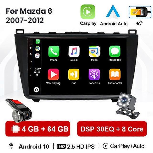 4G + 64G Carplay Mazda 6 2 GH 2007 - 2012 Araba Radyo Multimedya Video Oynatıcı Navigasyon GPS Android 10.1 Hayır 2din 2 din dvd