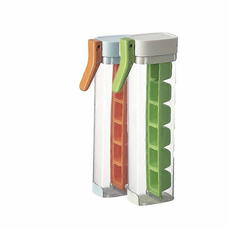 2pcs One-Handed Press Ice Cube Tray Mold - 6 Grids, PC Material, Easy Release Ice Cube Maker for Summer Cooling Drinks, Home Use, No Touch Ice Handlin