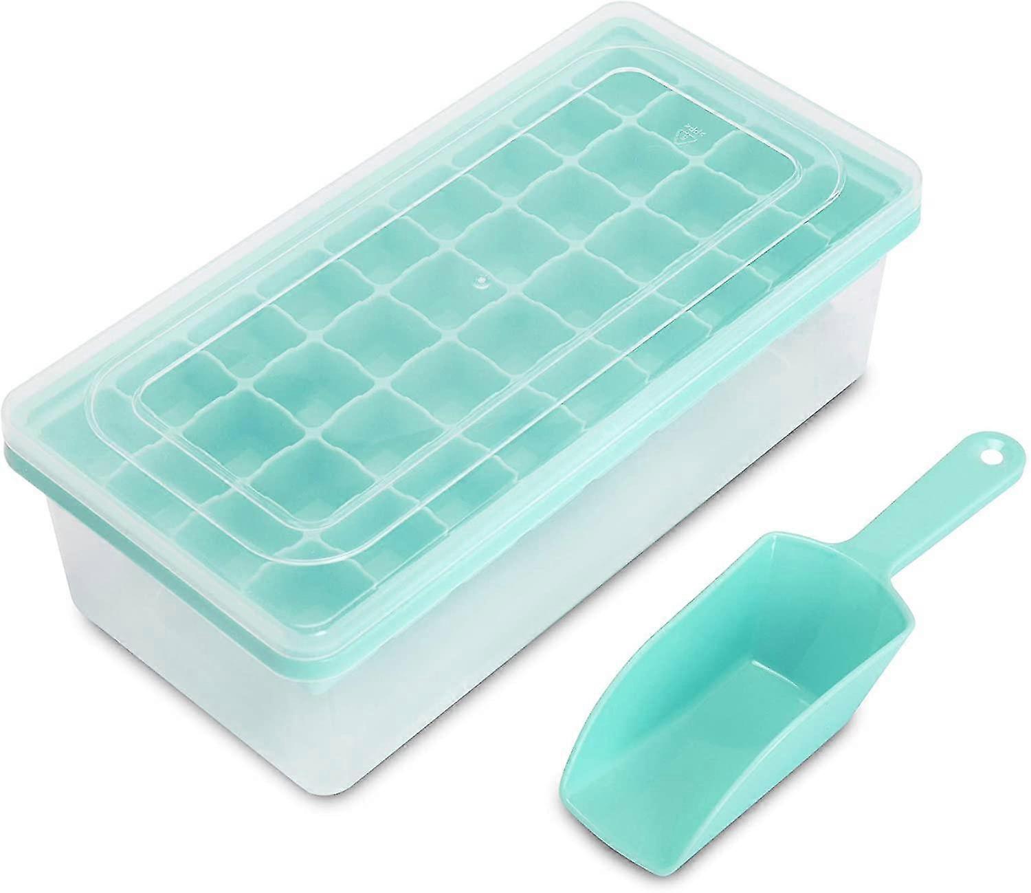 flexible safe ice cube molds with ice container, scoop and cover(black)