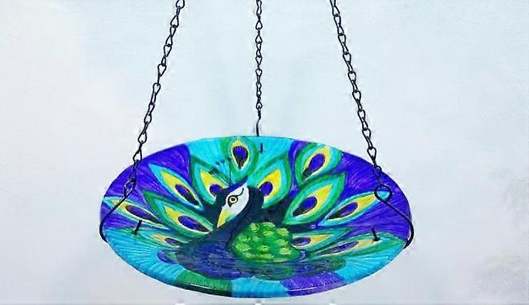 شنقا مغذيات الطيور الزجاج صينية الزهور لحديقة ساحة الفناء تغذية الطيور البرية