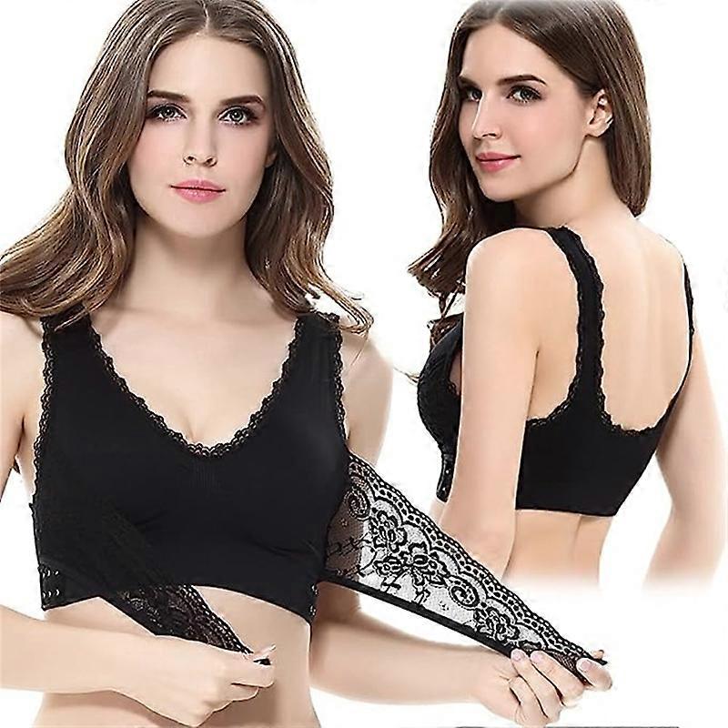 Tourmaline Shaping Wireless Silky Bra Front Cross Side Buckle Lace