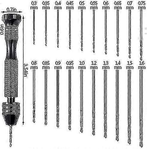 21pcs Pin Vise Set Includes Hand Drill Pin Vise And 20 Pieces Mini Twist Drill Bits (0.3-1.6mm)