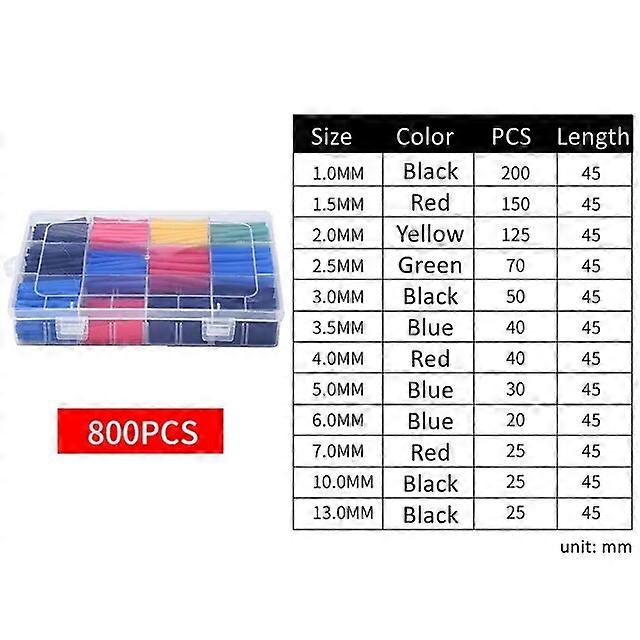 127-800pcs Heat Shrinkable Tube Insulation Heat Shrinkable Combination Sleeve Electrical Connection Cable Insulation Sleeve