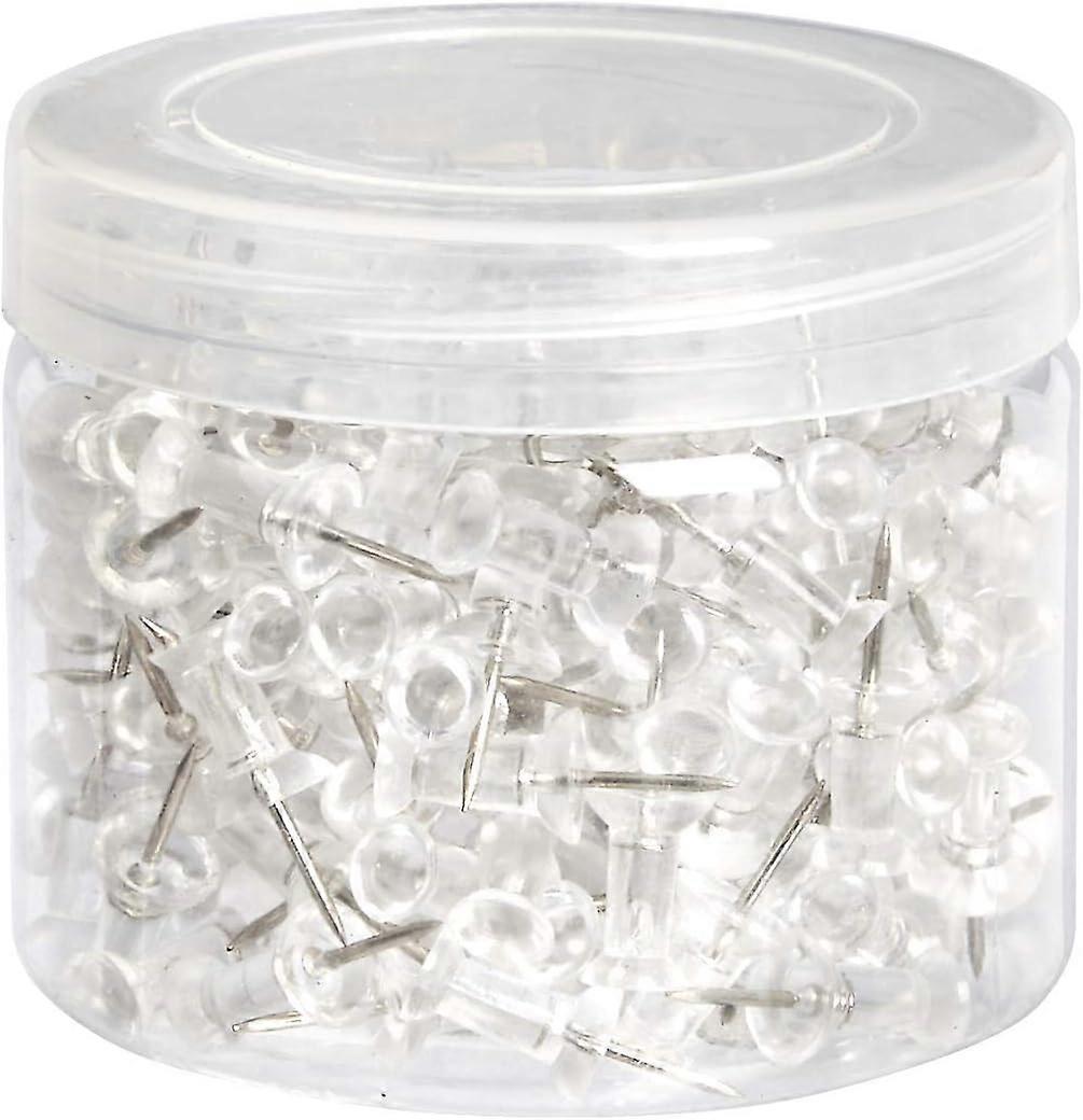 Tryckstift Plasthuvud Transparent stålspets, 200-pack
