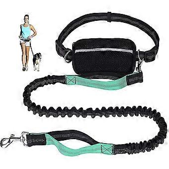 Jogging Rope For Running Walking With Reflective Stitching And Garbage Bag Dispenser Adjustable Large Dog Leash Hands-free And Shock Absorption Sky Bl