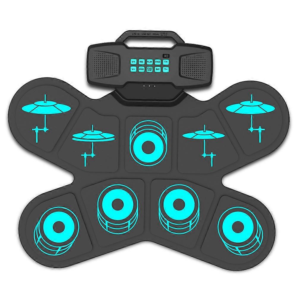 Portable Foldable Drum Pad Built in Dual Speakers Electronic Drum Set for Learning Drum Roll Up Drum Practice Pad