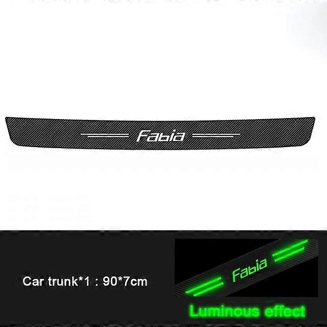 Motor Vehicle Parts Luminous Carbon Fiber Car Door Sill Threshold Stickers Tape for Skoda Fabia Logo 1 2 Superb 3 Kodiaq Karoq Waterproof Decals