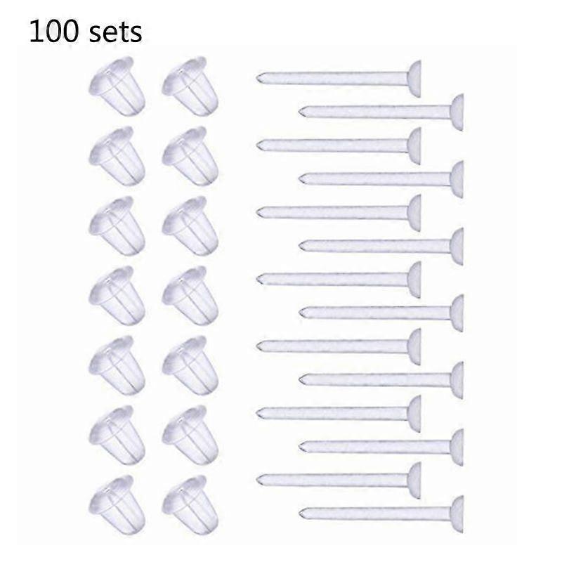Creative 100 Set Clear Earrings Plastic Post Earrings Silicone Earring Backs