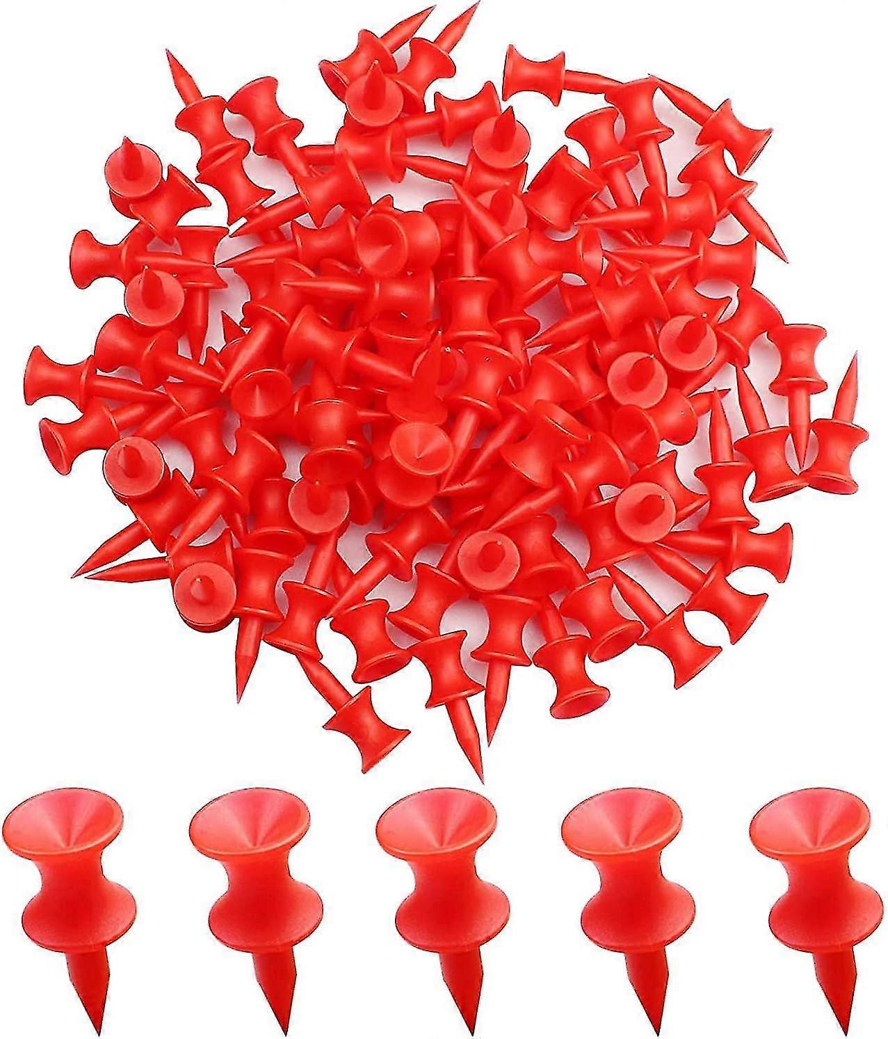 100 Red Golf Tees, Plastic Step Tees, Small Scale Tees, Golf Course Accessories