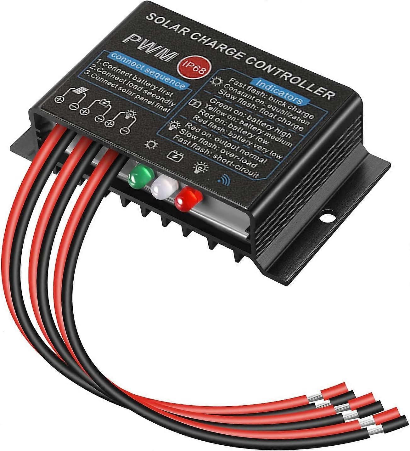 Solar Panel Regulator,Charge Controller 12V/24V20A PWM Waterproof IP68