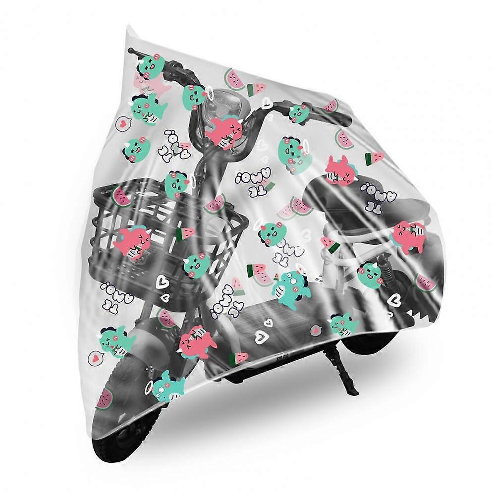 Helpful Bicycle Protective Cover Transparent Battery Car Cover Easy to Clean Flower Pattern Bike Rain Cover Dust Proof