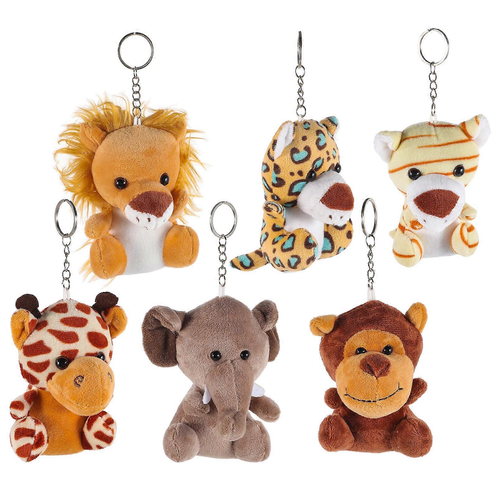 6 Pcs Mini Plush Animal Toys Set - Small Stuffed Axolotl, Dog, Bunny, Cat, Bear For Kids Party Favors