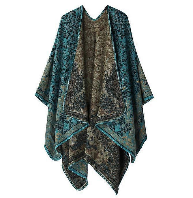 Women's Retro Style Vintage Pattern Tassel Poncho Shawl Cape Wraps