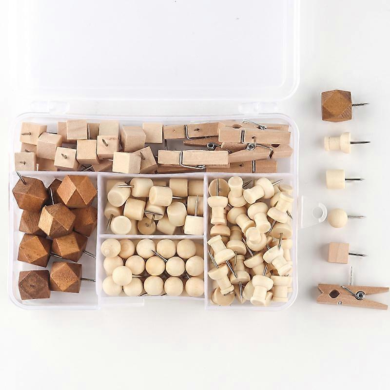 1 Box of Multi-function Wood Pushpins Convenient Pushpins Replaceable Thumb Tacks