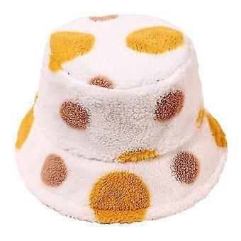 Casual Polka Dot Fisherman Cap Soft Peluche Bucket Cap Activités de plein air Sauvage
