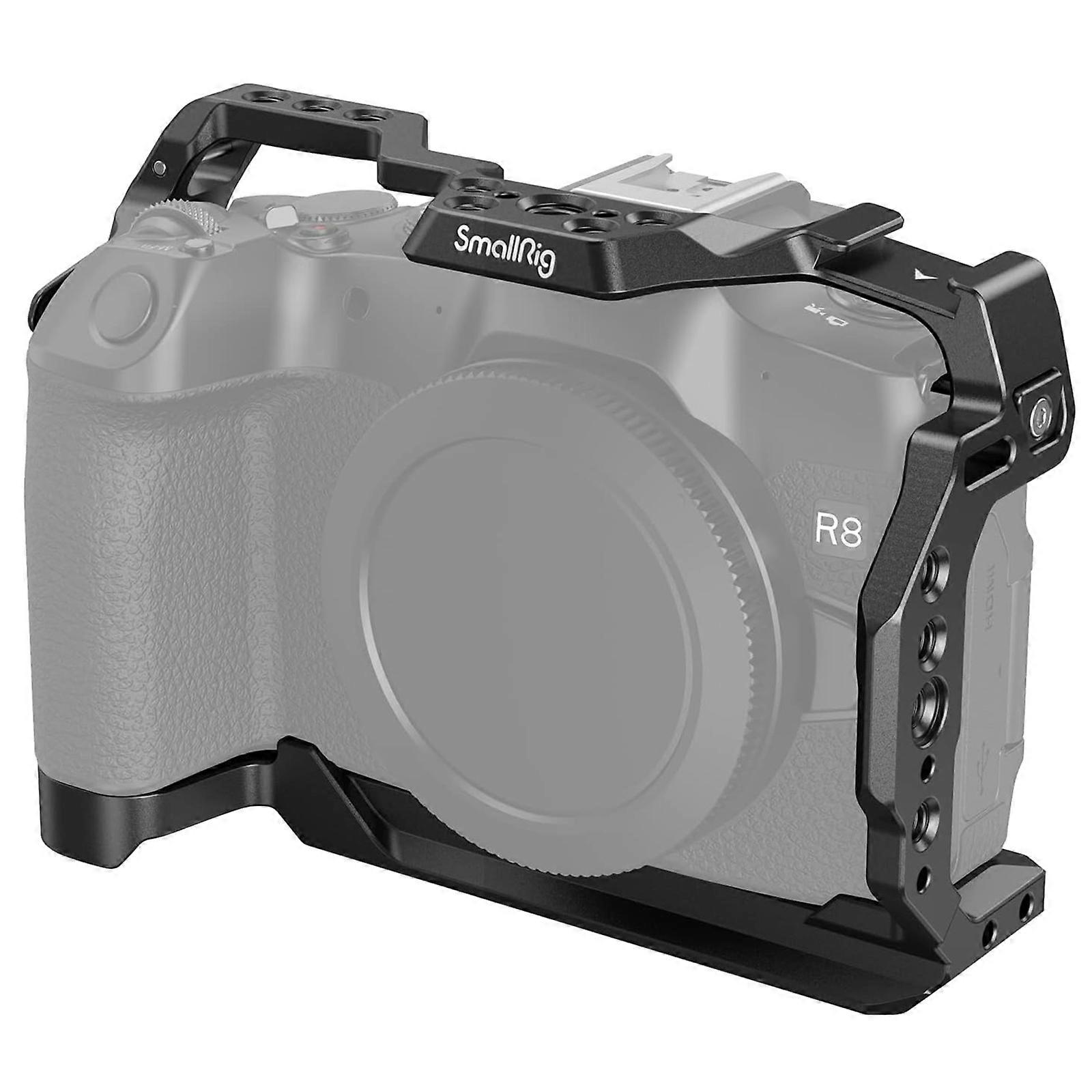 SmallRig Cage for Canon R8, Camera Cage for EOS R8 with1/4-20 Threaded Holes, 3/8"-16 Locating Holes for ARRI, Included Cold Shoe, QD Port and NATO Ra