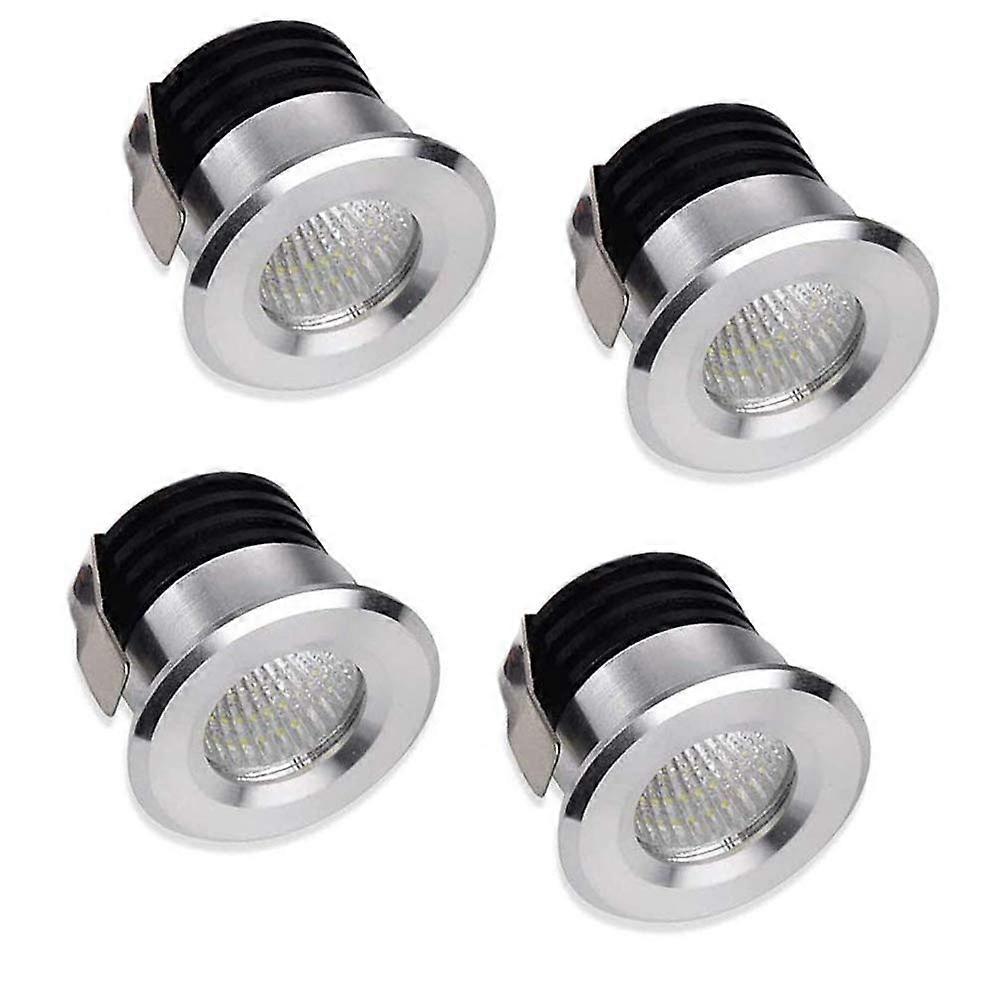 Set mit 4 Mini-LED-Einbaustrahlern, 3W, warmweiß, für Vitrine, Innenstation, Gipskartonbeleuchtung, mit Transformator [Energieklasse A++]