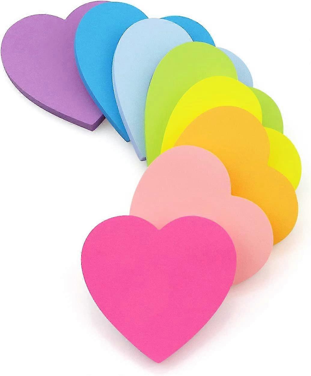 Heart Shape Sticky Notes 8 Color Bright Colorful Sticky Pad 75 Sheets/pad Self-sticky Note Pads