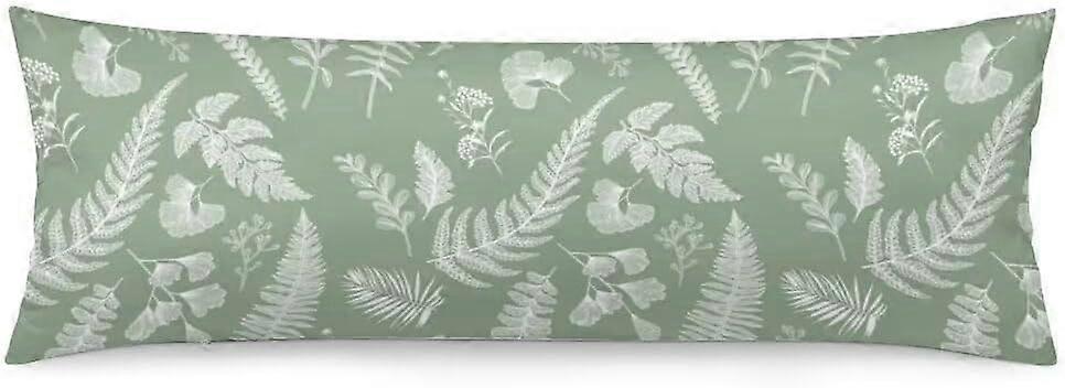 Linki Sage Green Body Pillow Cover 20x54 Pillow Case Botanical Plant Leaves Pattern Long Pillow Case