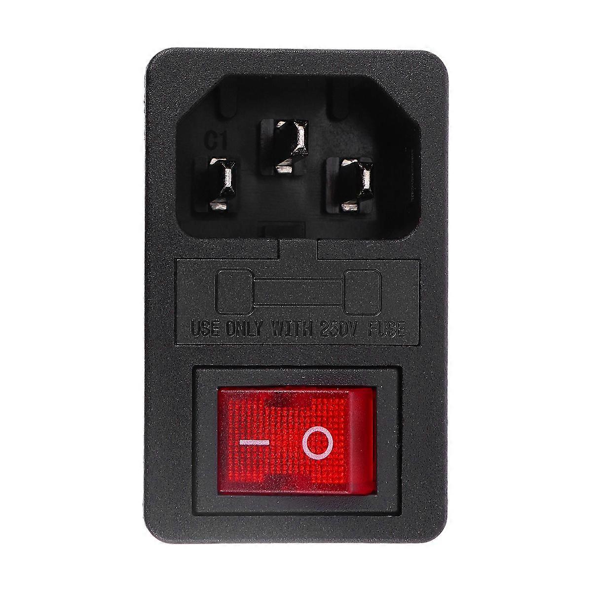 Male AC Power Plug Socket 3-Pin Power Inlet 10A 250V with Rocker Switch