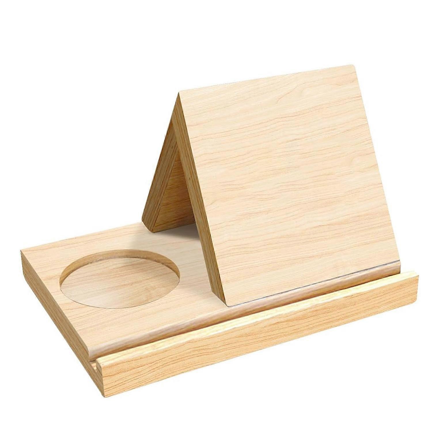 Triangular Bookshelf Stable Structure Wooden Book Stand with Cup Holder And Tablet Slot for Home