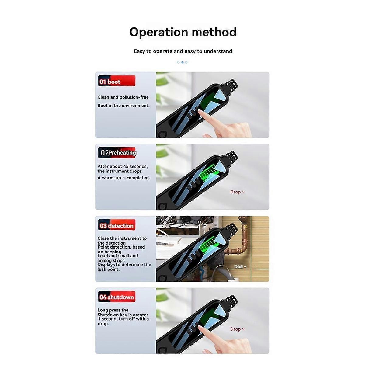 Gas Leak Detector Portable Nature Gas Detectors Methane Hexane Propane Sniffer for Home/Outdoor Bla