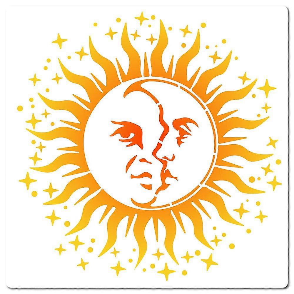 PET Plastic Hollow Out Drawing Painting Stencils Templates Square Sun Pattern 300x300mm