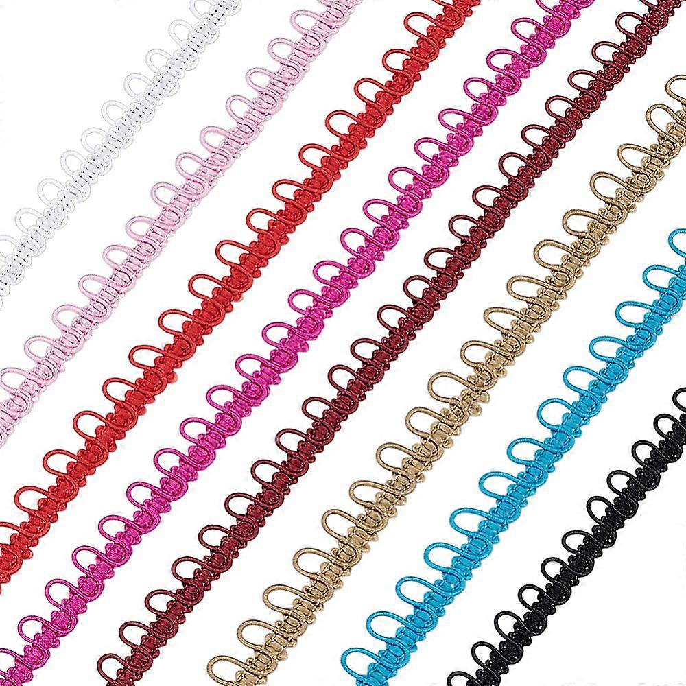 20 Yards 8 Colors Polyester Button Loop Elastic Lace Ribbon Handmade Lace Trimming Mixed Color 5/8 inch(14.6mm) 2.5 yards/color