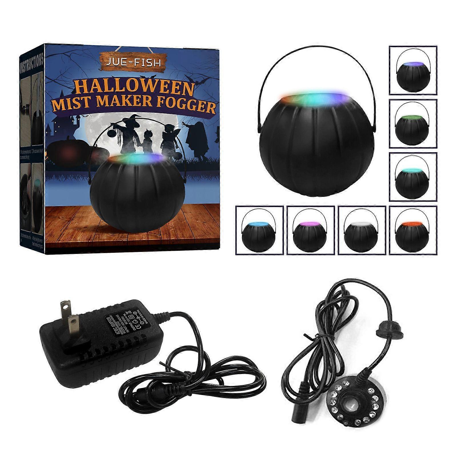 Halloween Witch Jar Cauldron With Mist Maker With 12 Led Light Color Changing