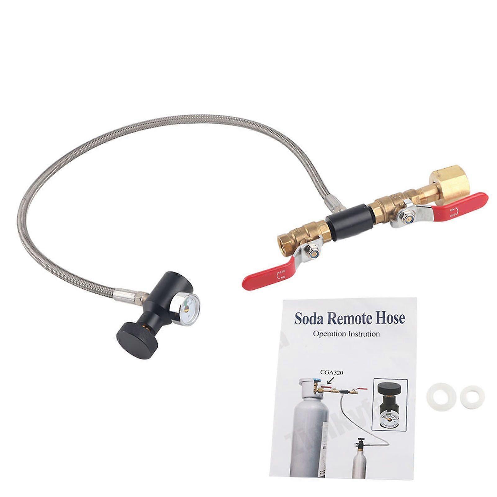 CGA-320 CO2 Cylinder Refill Adapter with Hose For Filling Soda Tank 24" with Gauge