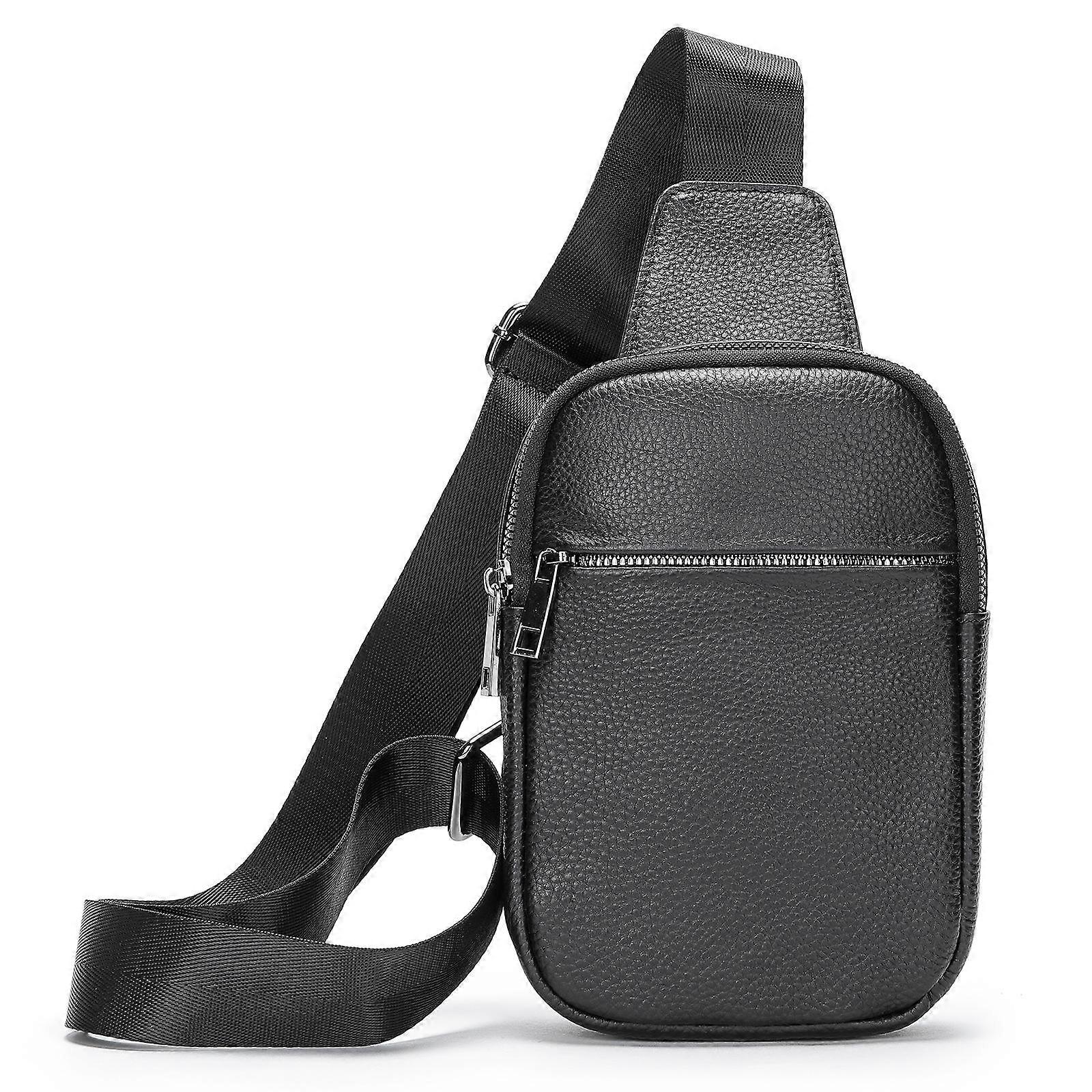 Head Layer Cowhide Multi-function Shoulder Crossbody Bag Leisure Trend Small Satchel Genuine Leather Men's Chest Bag
