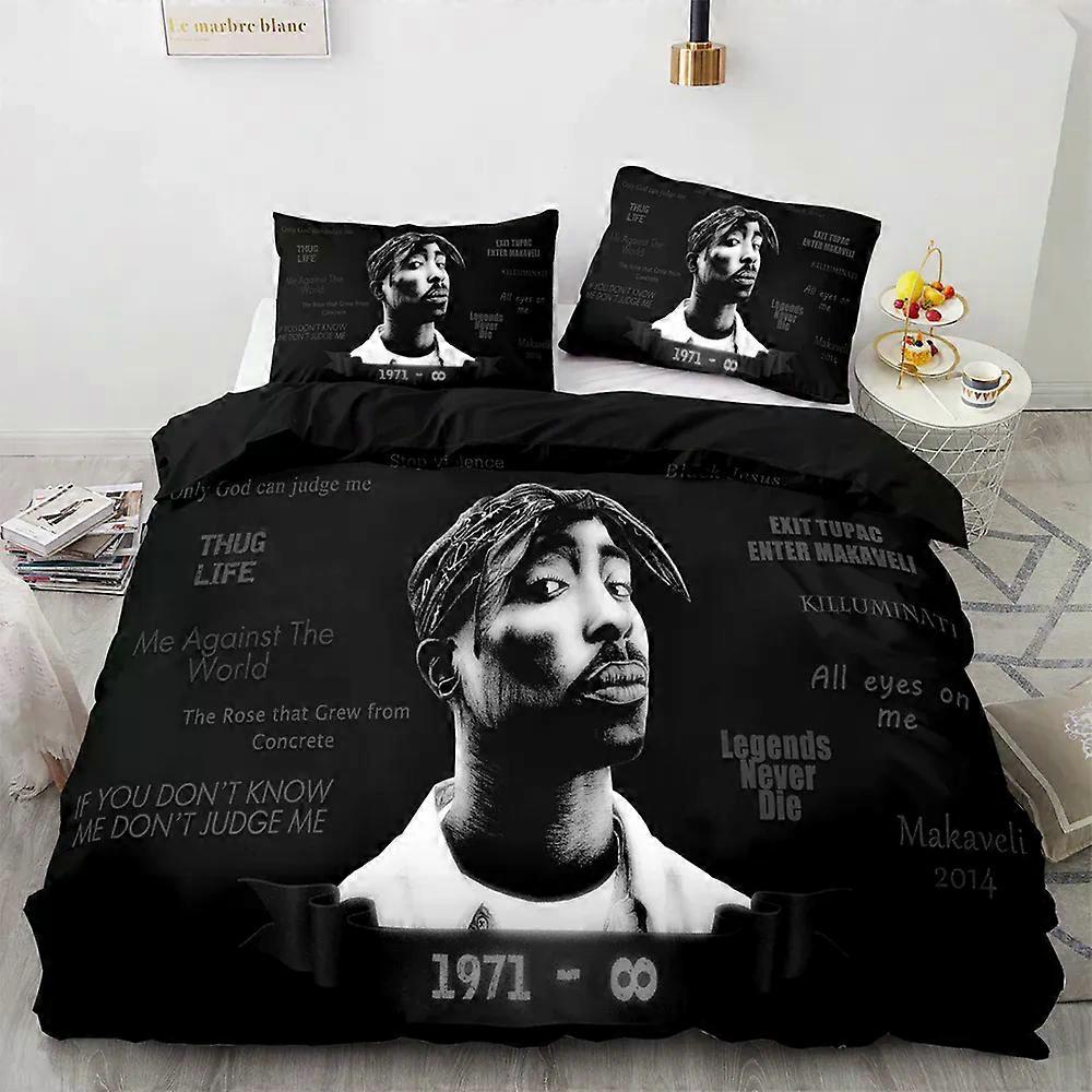 x1488 Lakan Tupac Shakur Rapper Pac Sängkläder Set Pojkar Flickor Twin Size Påslakan Örngott Säng Barn Vuxen 3-delat sängkläder (1 påslakan