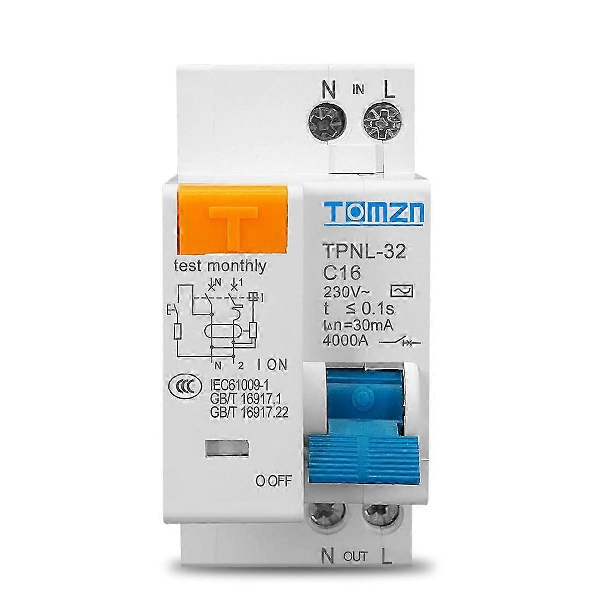 TPNL DPNL 230V 1P+N Residual Current Circuit Breaker with over and Short Current Protection RCBO M