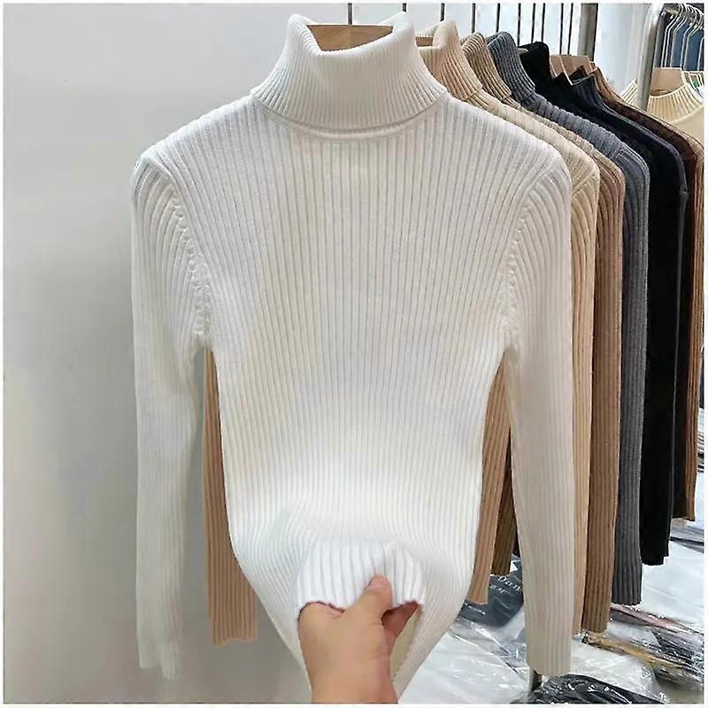 Basic Rollkragen Damen Pullover Herbst Winter Pullover Weich Warm Pulli Tops Stretch Slim Damen Pullover Rippstrickpullover