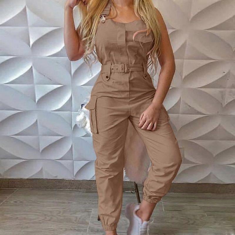 Women's Capris - Cargo Overalls with Chain - FR08GRT - Strappy Streetwear