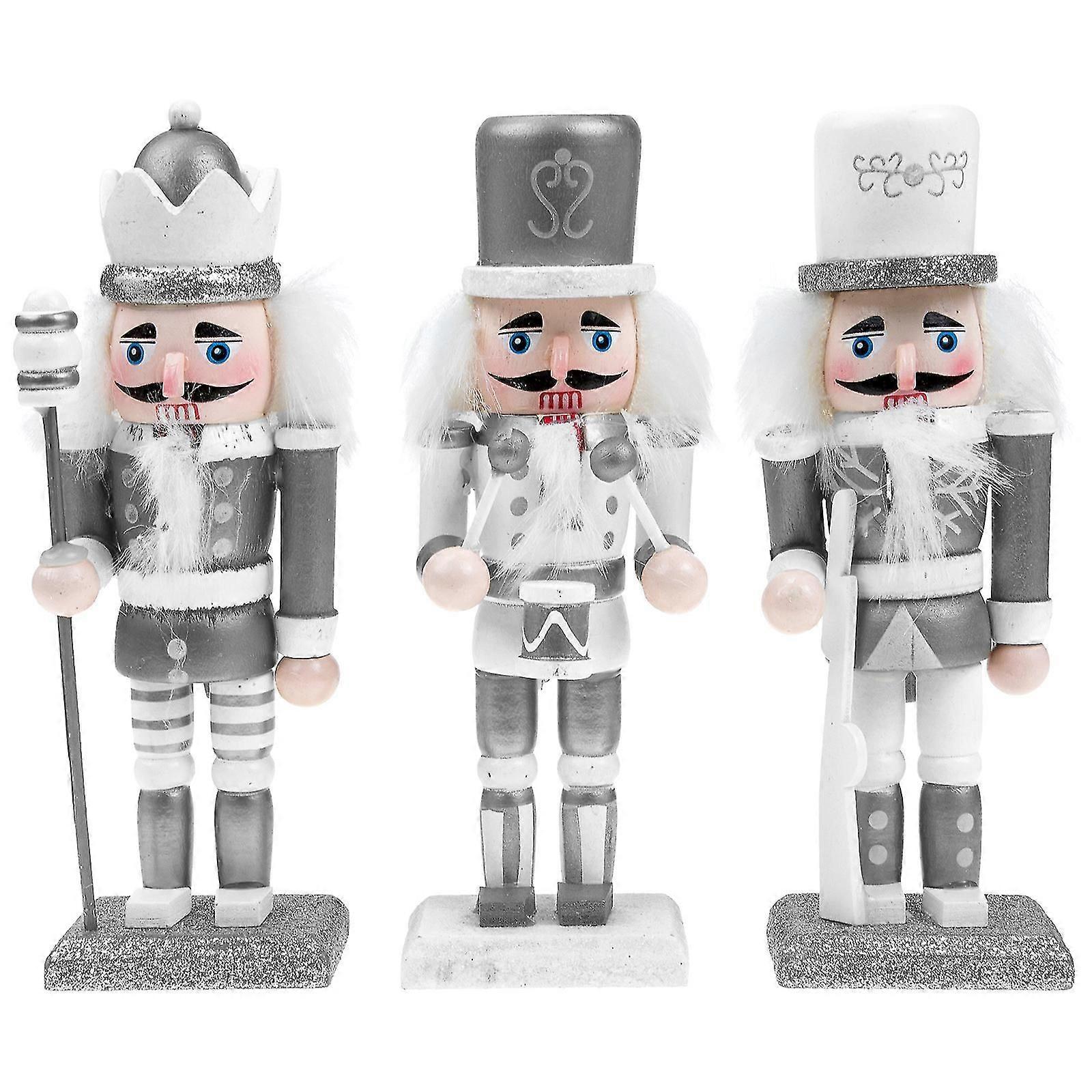 3pcs Hanging Xmas Nutcracker Soldier Decoration Wooden Nutcracker Puppet Decor
