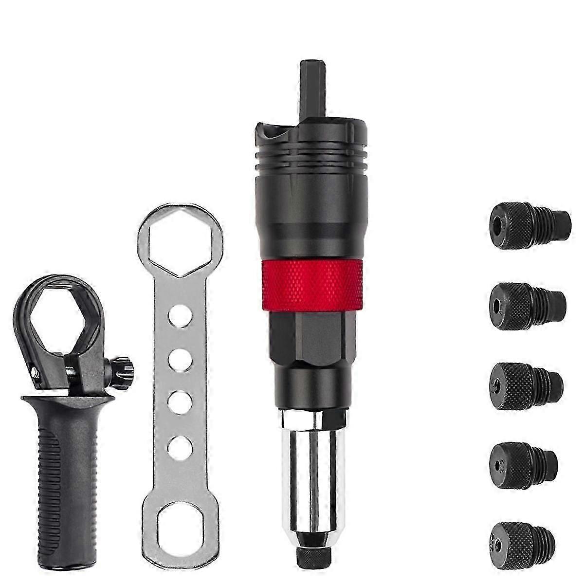 Draadloze klinknagelmachineset 2,4 mm/3,2 mm/4,0 mm/4,8 mm/6,4 mm inzetmoer klinknagelgereedschap industriële elektrische klinknageladapter