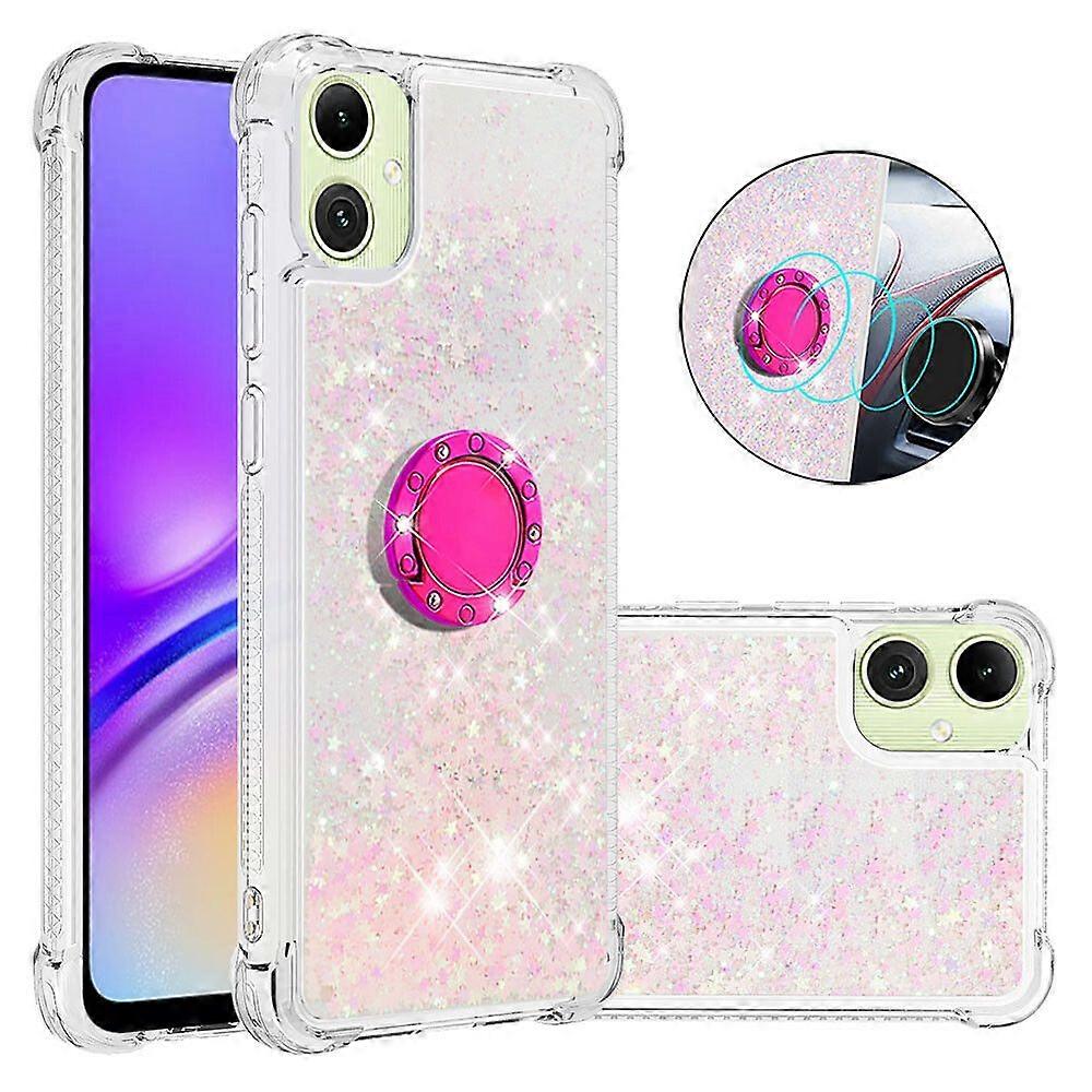 Case for Samsung Galaxy A05 Bling Flowing Liquid Floating Sparkle Glitter Bumper with Rotation Ring Kickstand Compatible with Samsung Galaxy A05 Case