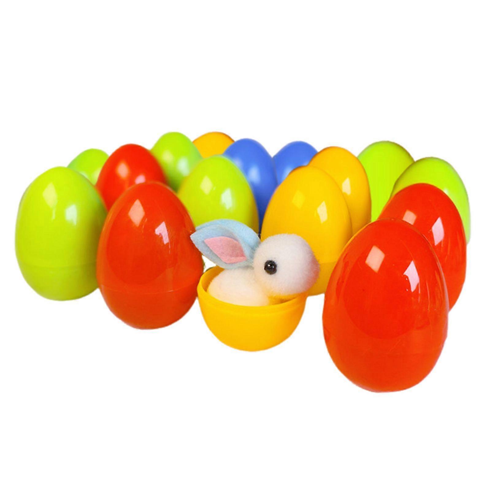 Pre-filled Easter Eggs Openable Egg with Plush Bunny Inside Mini Colorful Bunny in Egg for Kids Easter Egg Hunt Easter Basket Stuffers