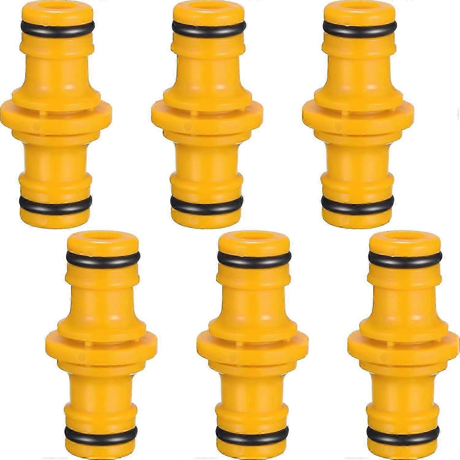 6 Pack Double Male Hose Connectors Extender (Yellow)
