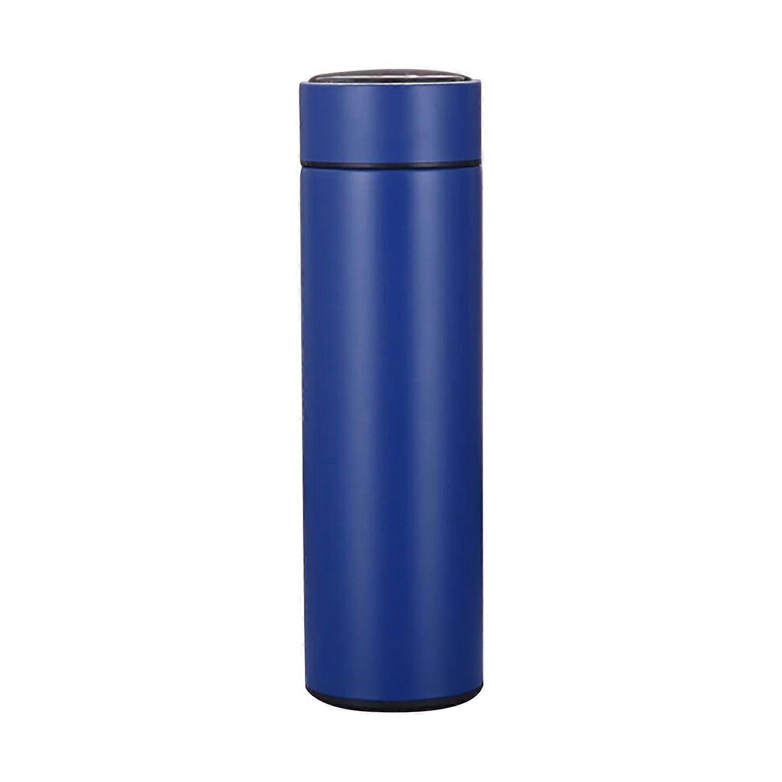17oz Vacuum Insulated Coffee Mug Double Walled Water Bottle with LED Temp Display Removable Filter Travel Slim Coffee Cup, Blue