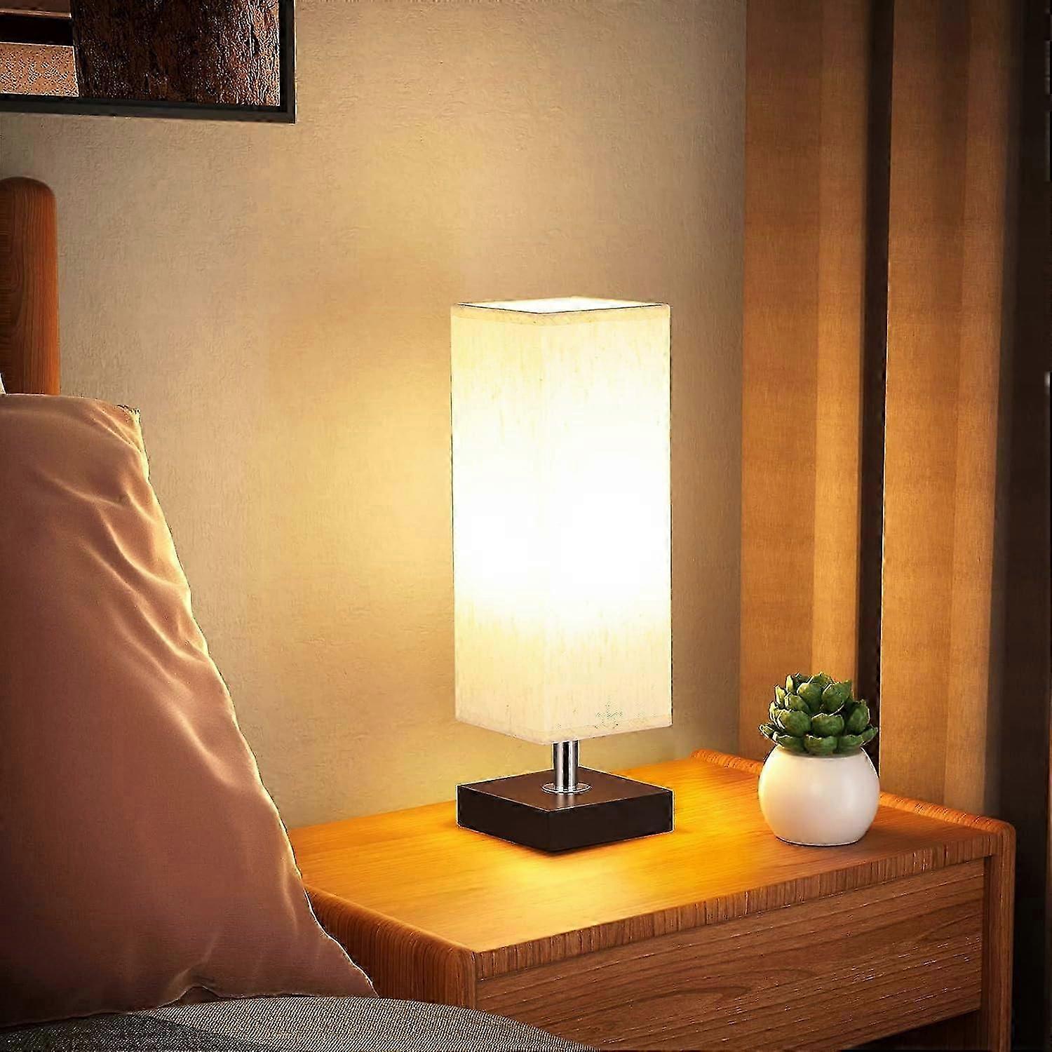 Small Table Lamp for Bedroom - Bedside Lamps for Nightstand, Minimalist  Solid Wood Night Stand Light Lamp, image size:1500x1500