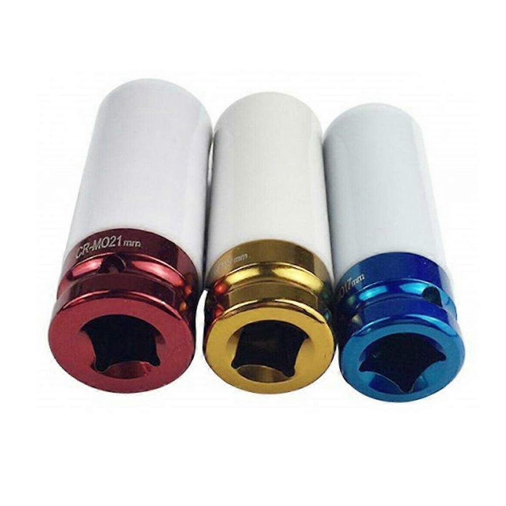 Wheel Nut Thin Wall Deep Impact Socket Set 17 19 21mm