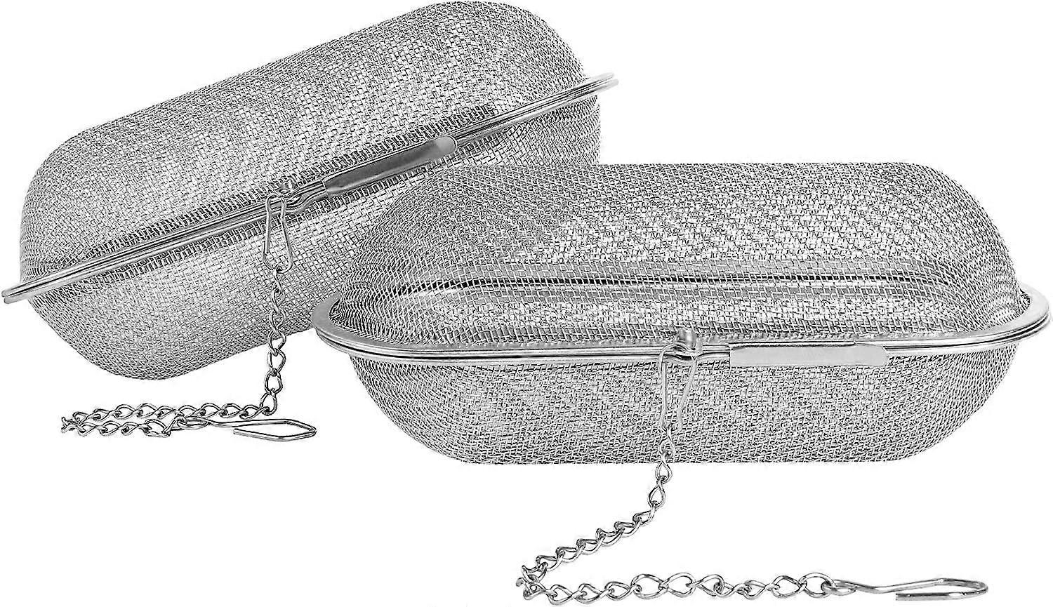 Pack of 2 Tea Strainer, Stainless Steel Tea Filter, Tea Infuser for Loose Tea, Spices, Fine Mesh Tea Filter with Chain, Spice Strainer Ball for Teapot