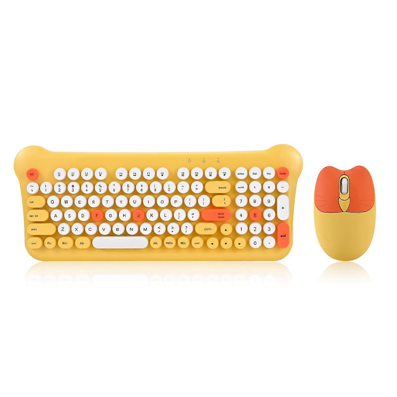 2.4Ghz Wireless Gaming Keyboard and Mouse Combo Wireless 100 Keys Mechanical Keyboard Ergonomic Gaming Mouse for PC Yellow